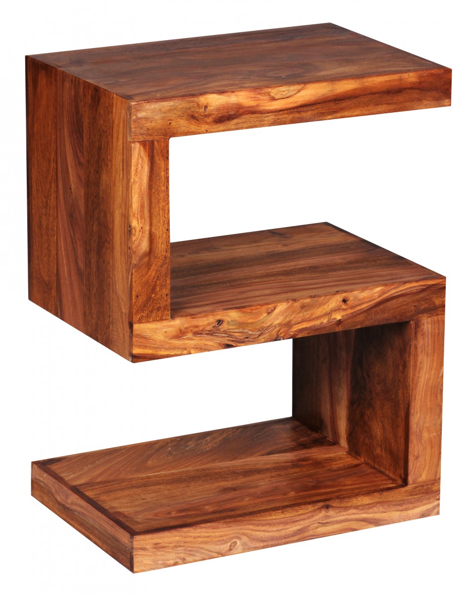 Wohnling beistelltisch massivholz sheesham "s" cube 60cm hoch ... Arbeitstisch mit regalaufsatz massivholz