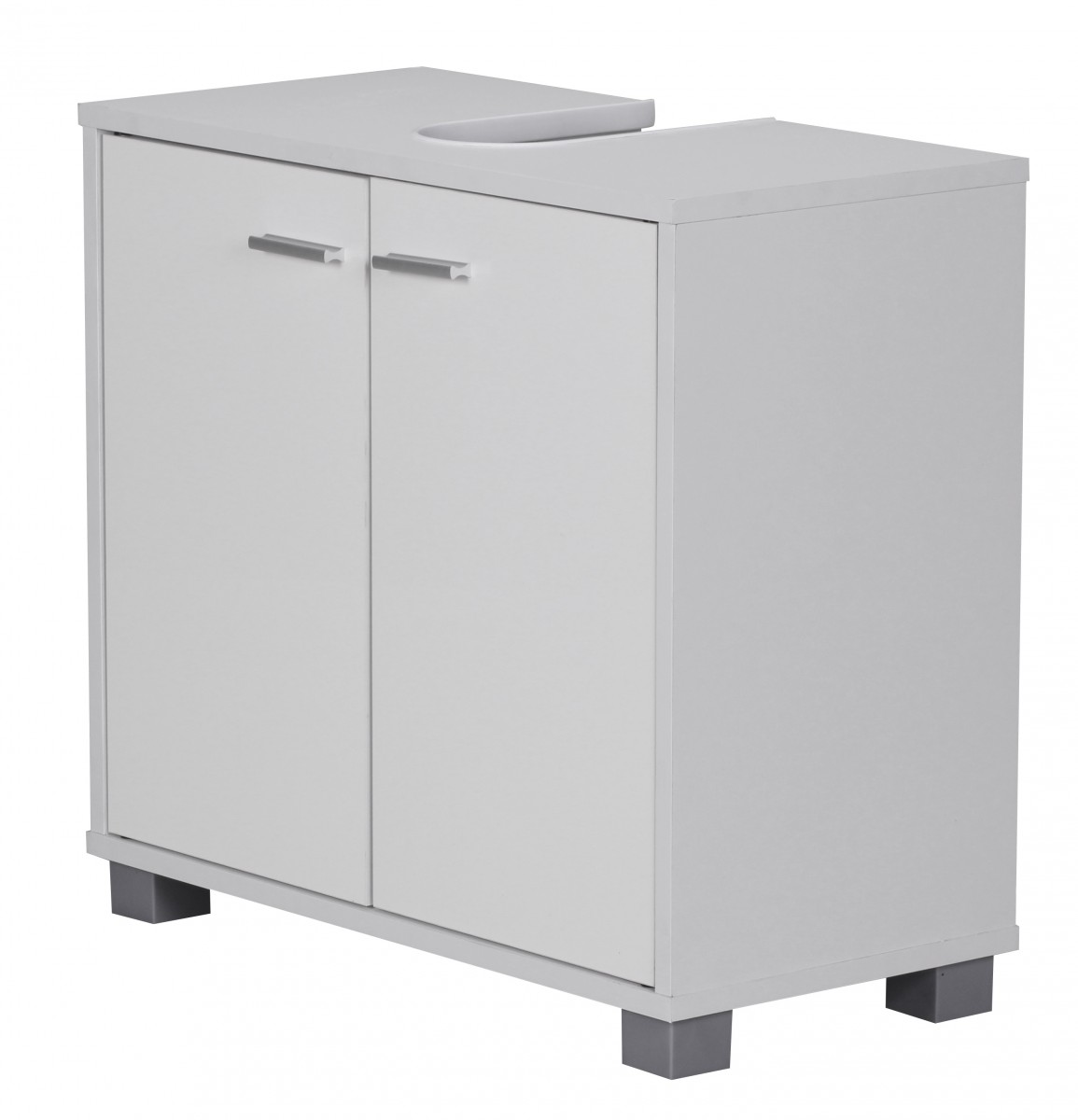 WOHNLING Bad Waschbecken Unterschrank 60 x 55 x 30 cm 2 Türen weiß 35998