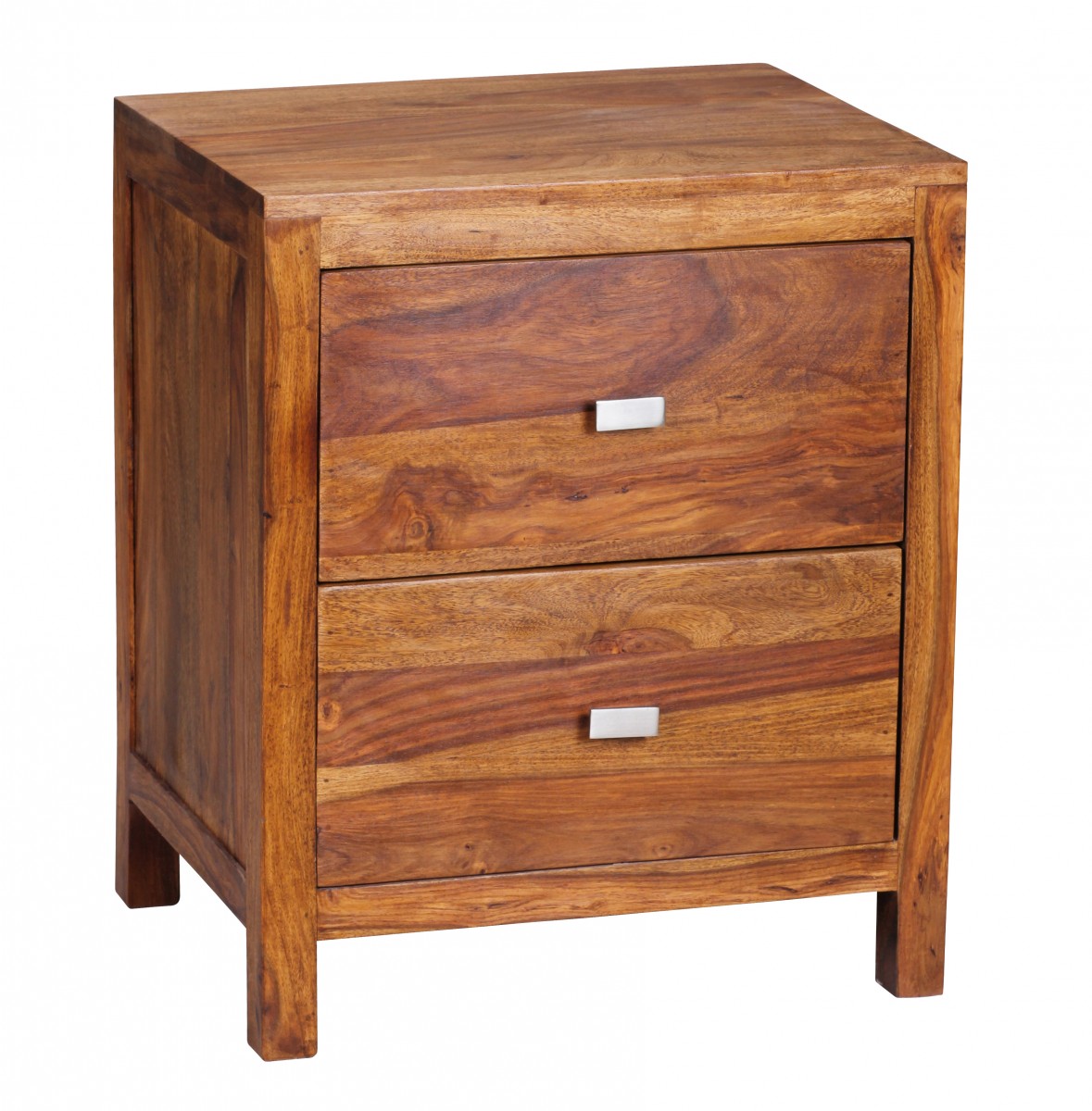Wohnling Sheesham solid wood bedside table 2 drawers night stand