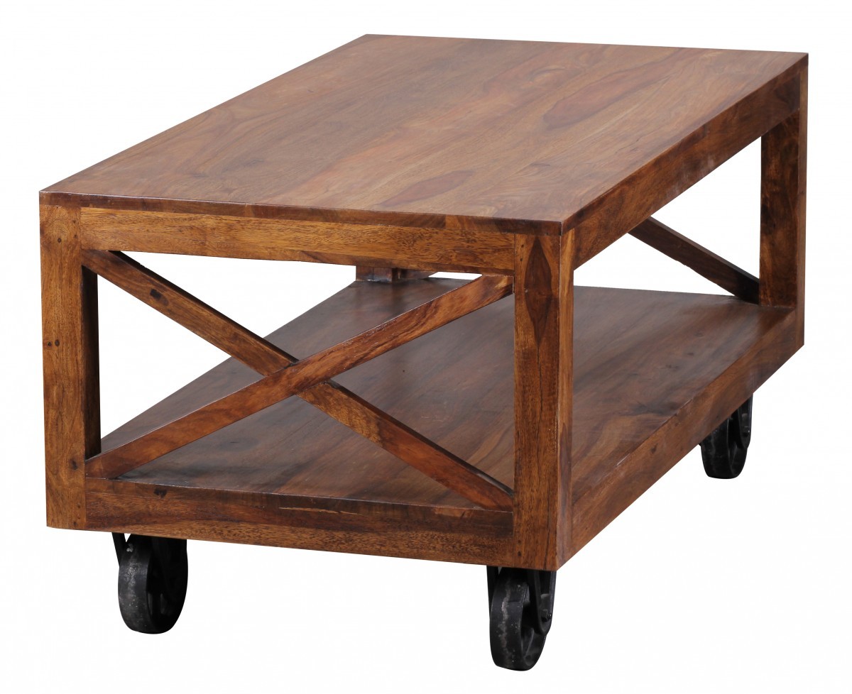 Finebuy couchtisch massiv holz sheesham 110 cm breit wohnzimmer ...