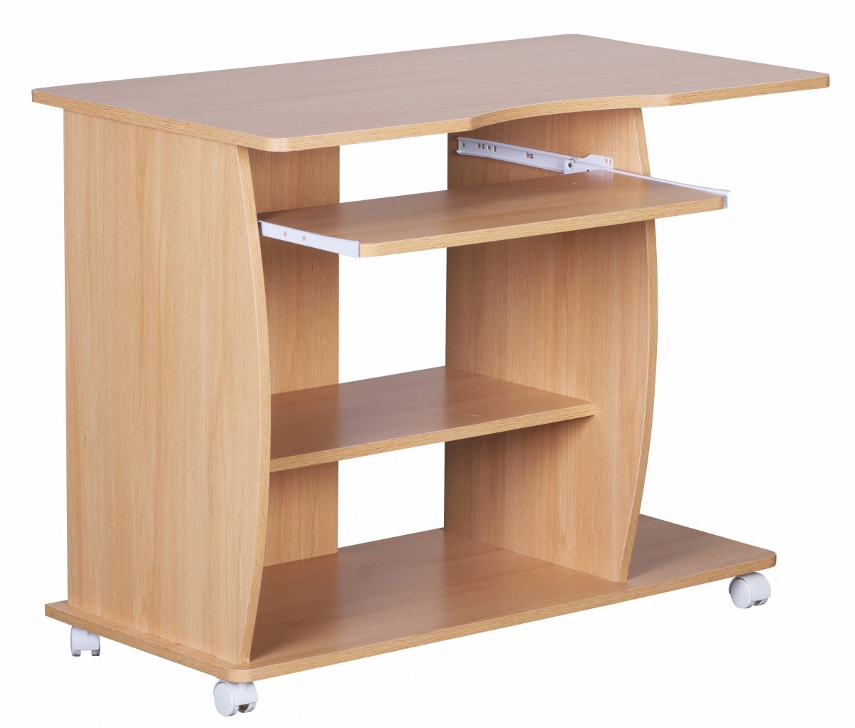 FineBuy Computertisch Buche mit Rollen 90 cm 37499
